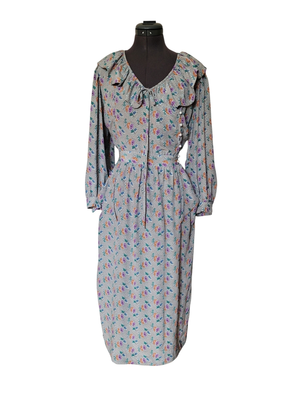 SM Vintage Emanuel Ungaro Paris Parallèle Floral Dress Ruffle Puff Sleeve Italy
